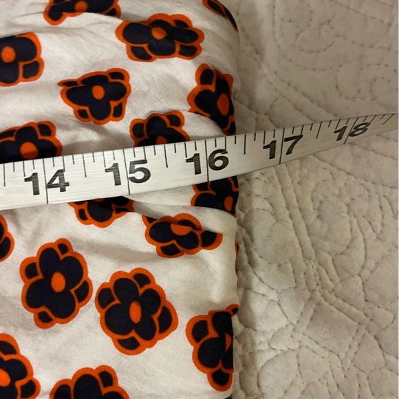 Anthropologie Maeve Strapless Orange, Navy & Ecru Floral Midi Dress, size 4 - Picture 7 of 10